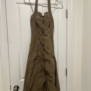 Anthropologie Olive Green Halter Dress
